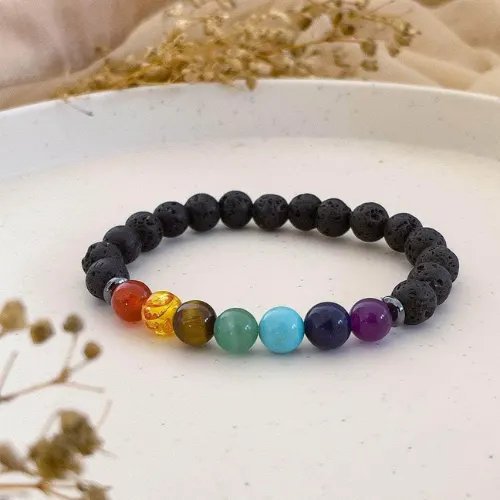 7 Chakra Lava Stone Bracelet - Image 2